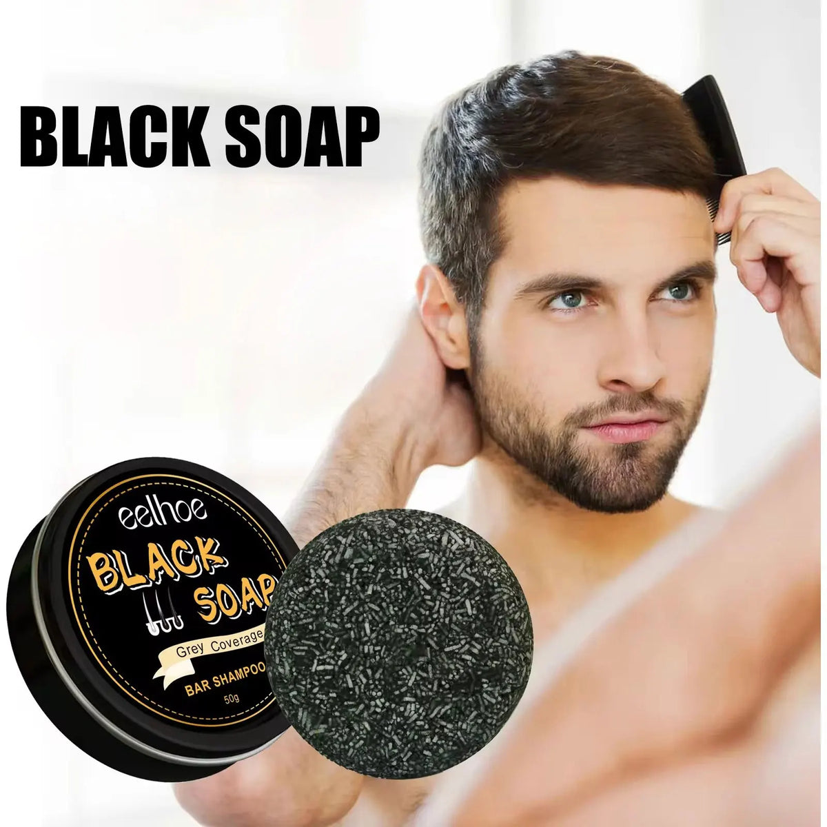 EELHOE Hair Darkening Shampoo Bar – Gray & White Hair Coverage Hair Darkening Shampoo Bar Qst