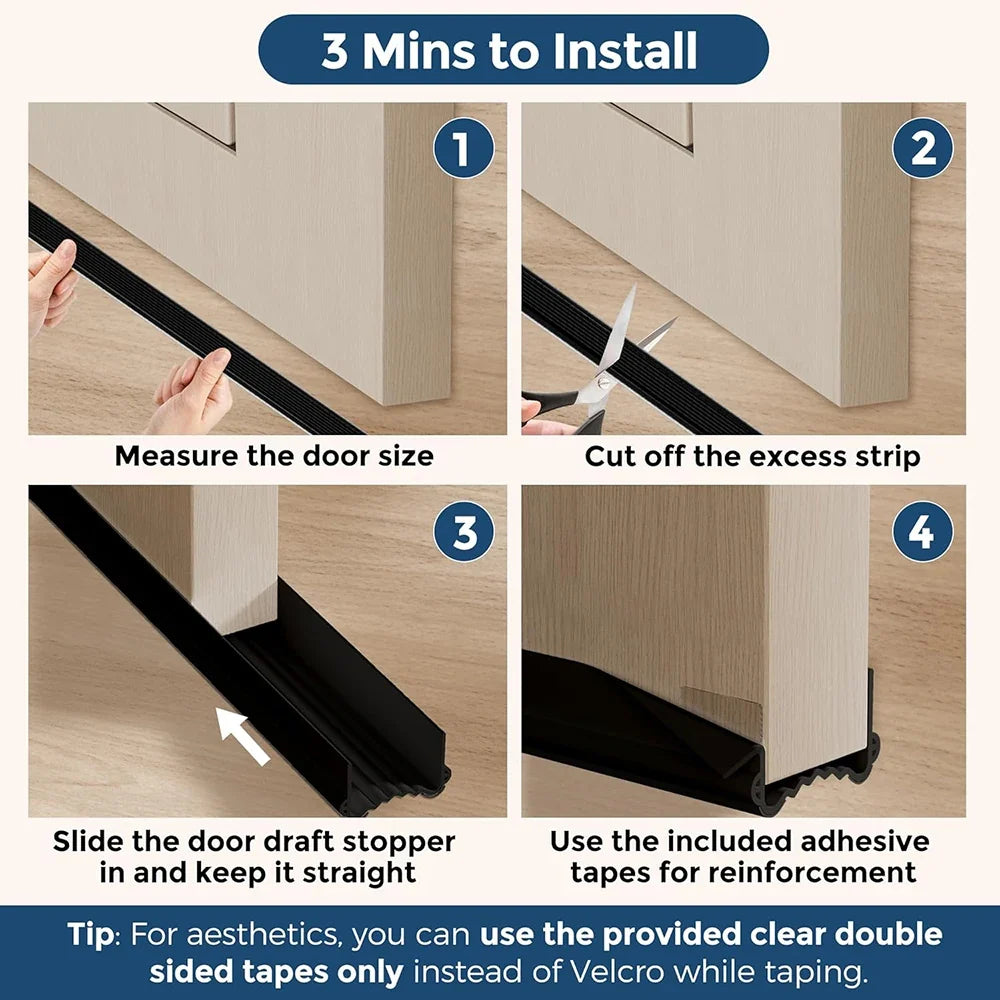 Triple Seal Door Bottom Draft Stopper Weather Strip – 100cm PVC Door Weather Strip Qme