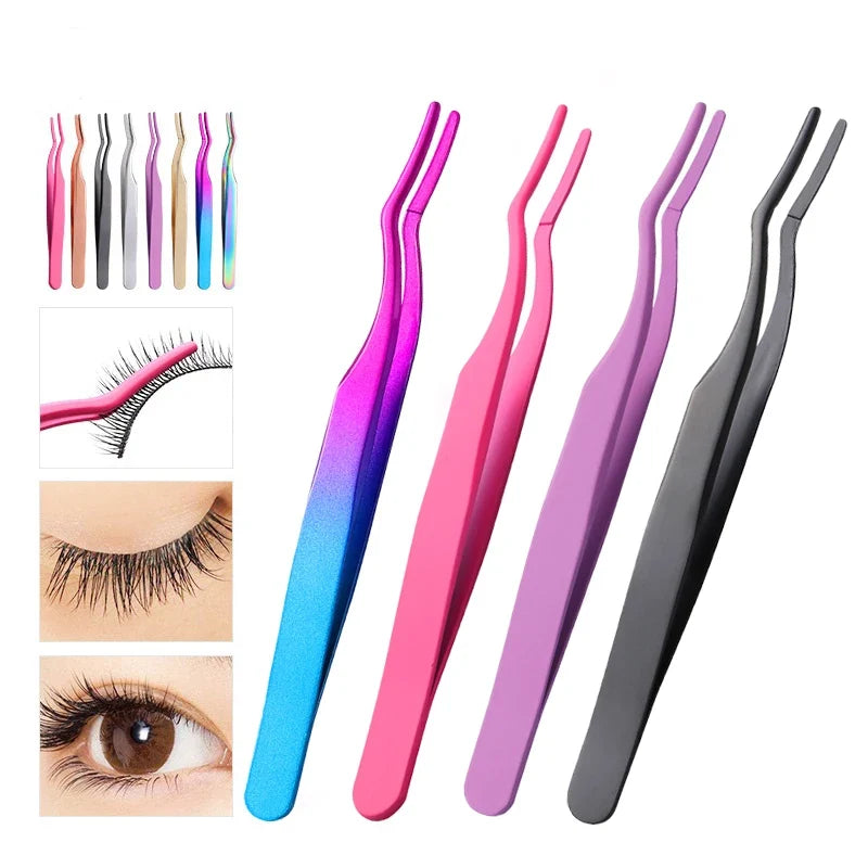 Eyelash Tweezers & Lash Applicator – Stainless Steel Makeup Tool Lash Applicator Tweezers Qme