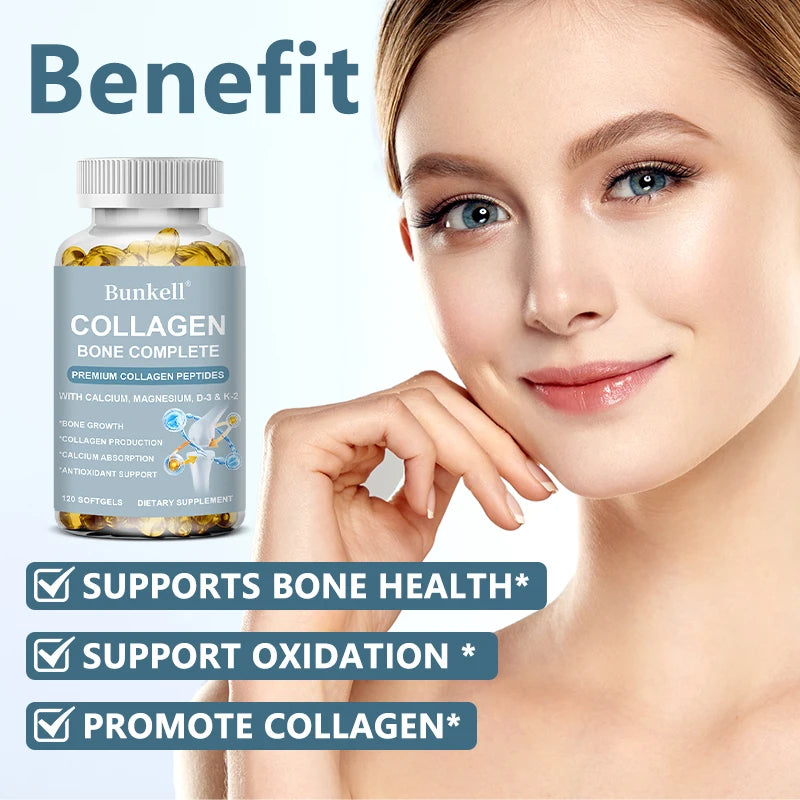 Collagen Complete – Calcium, Magnesium, D3 & K2 | 120 Caps Collagen Supplement Qst