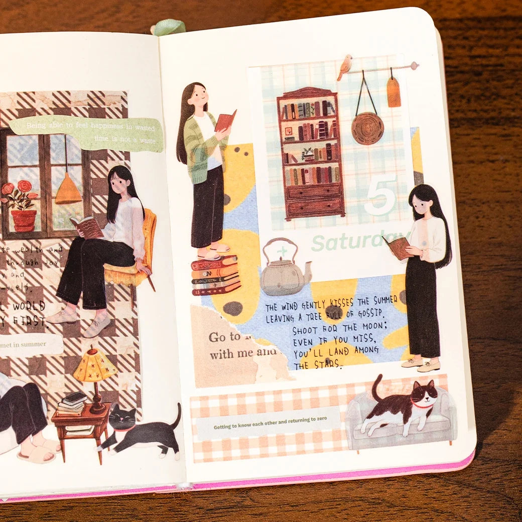 12 Sheets Daily Leisure PET Stickers for DIY Scrapbooking DIY Craft Stickers Qme