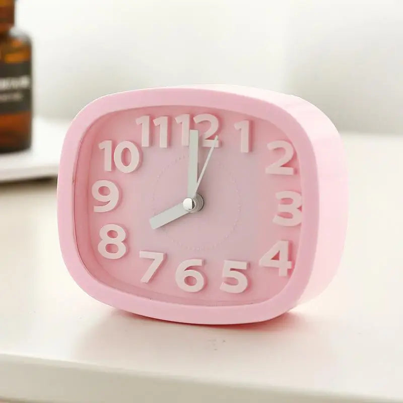 Creative Quartz Alarm Clock Desktop Ornament | Silent Clock Desktop Alarm Clock Qme Pink