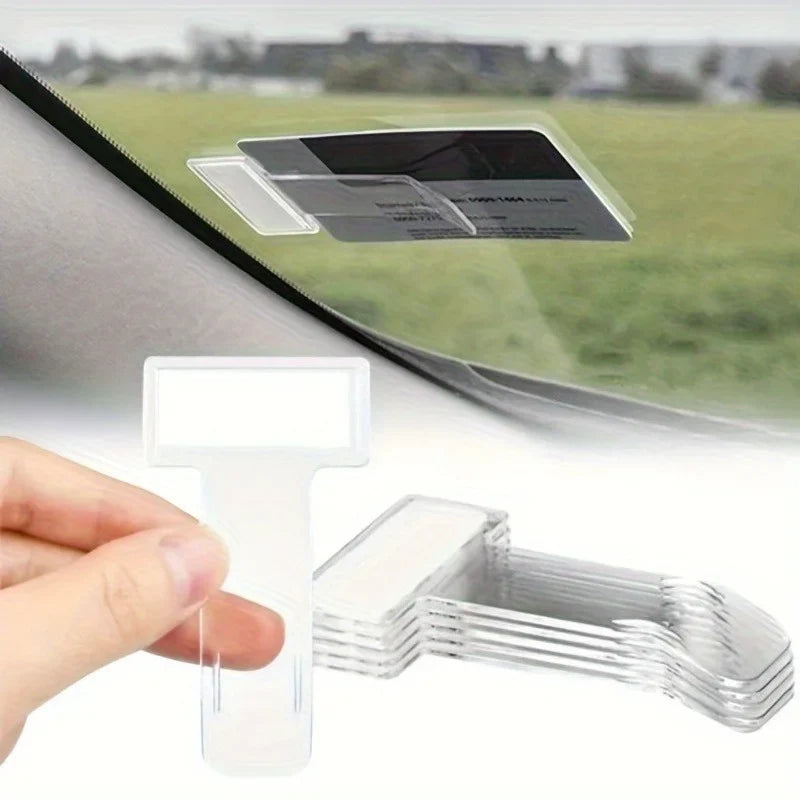 Transparent Car Window Parking Ticket Holder – Adhesive Pad Car Window Permit Holder Qme