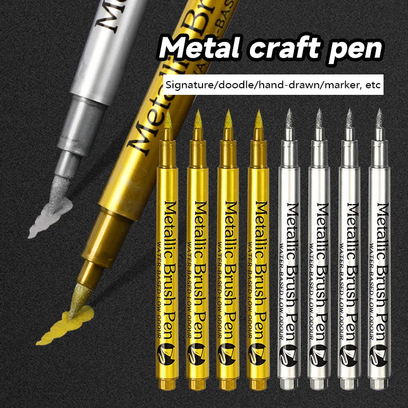 Metallic Marker Pens – Gold & Silver Waterproof Paint Pens Metallic Paint Markers Qme