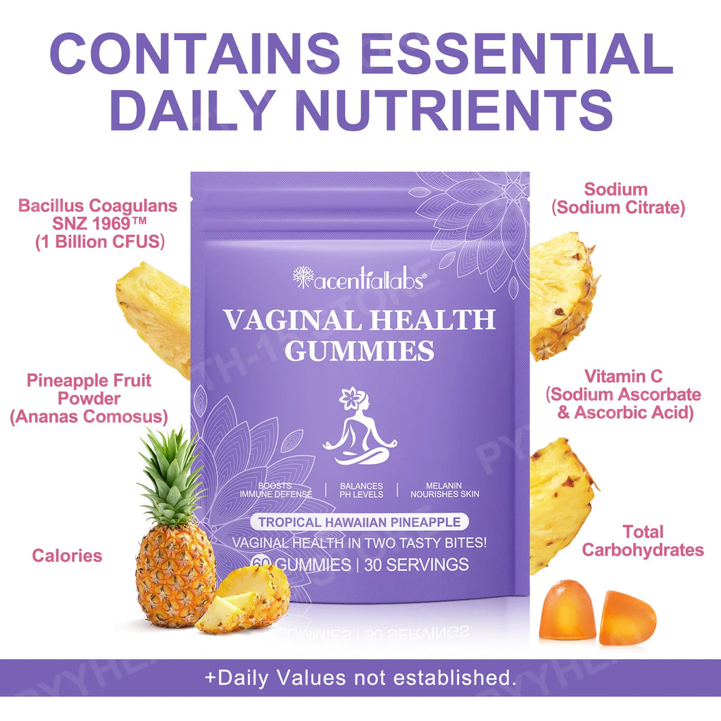 PH Balance Gummies – Vitamin C & Pineapple, Gelatin-Free 60ct Wellness Gummies Qst