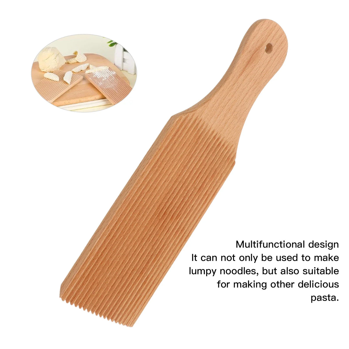 Beech Wood Gnocchi Board & Roller – Natural, Lightweight Pasta Making Tool Qme