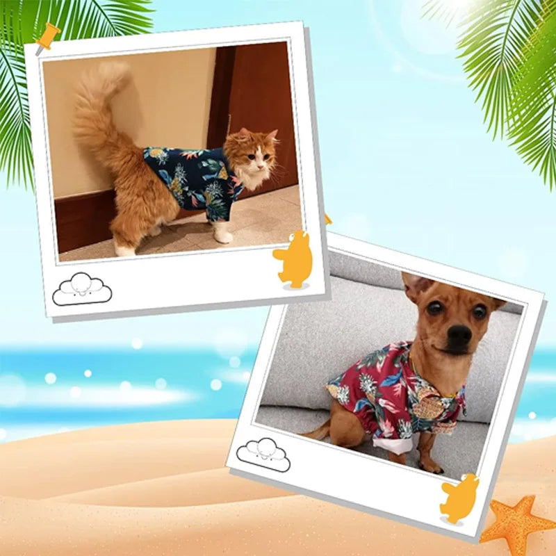 Hawaiian Dog Shirt – Summer Beach Pet Vest T-Shirt Pet Clothing Vest Qme