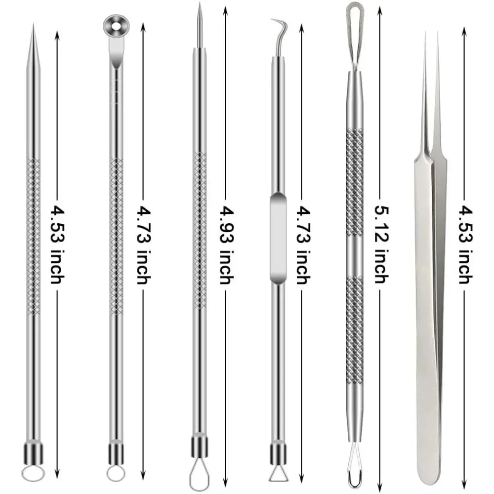 Stainless Steel Comedone Extractor & Blackhead Remover Tool Set Skin Care Tool Set Qme