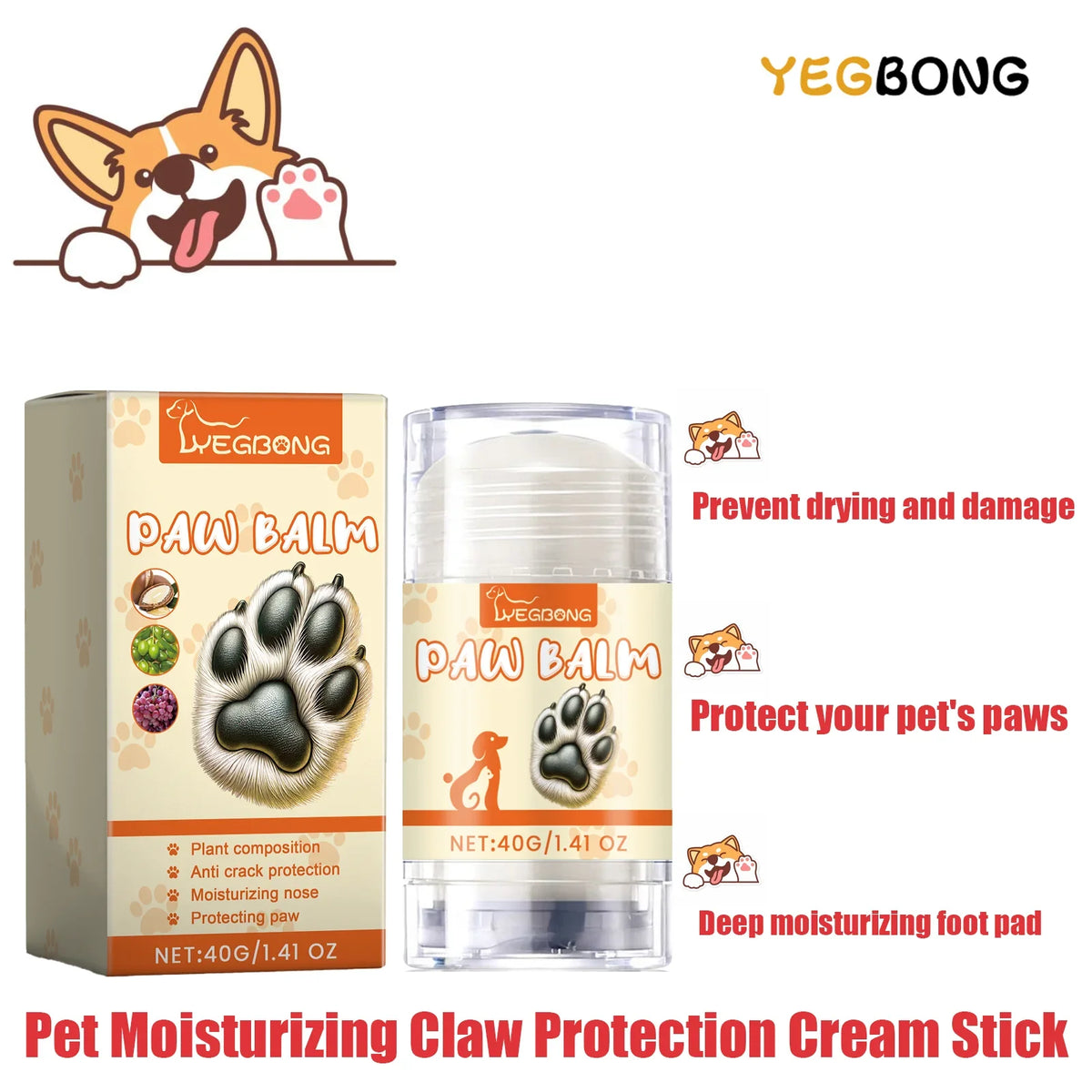 Pet Paw & Nose Balm – Moisturizing Protector for Cats & Dogs Pet Paw Balm Qme