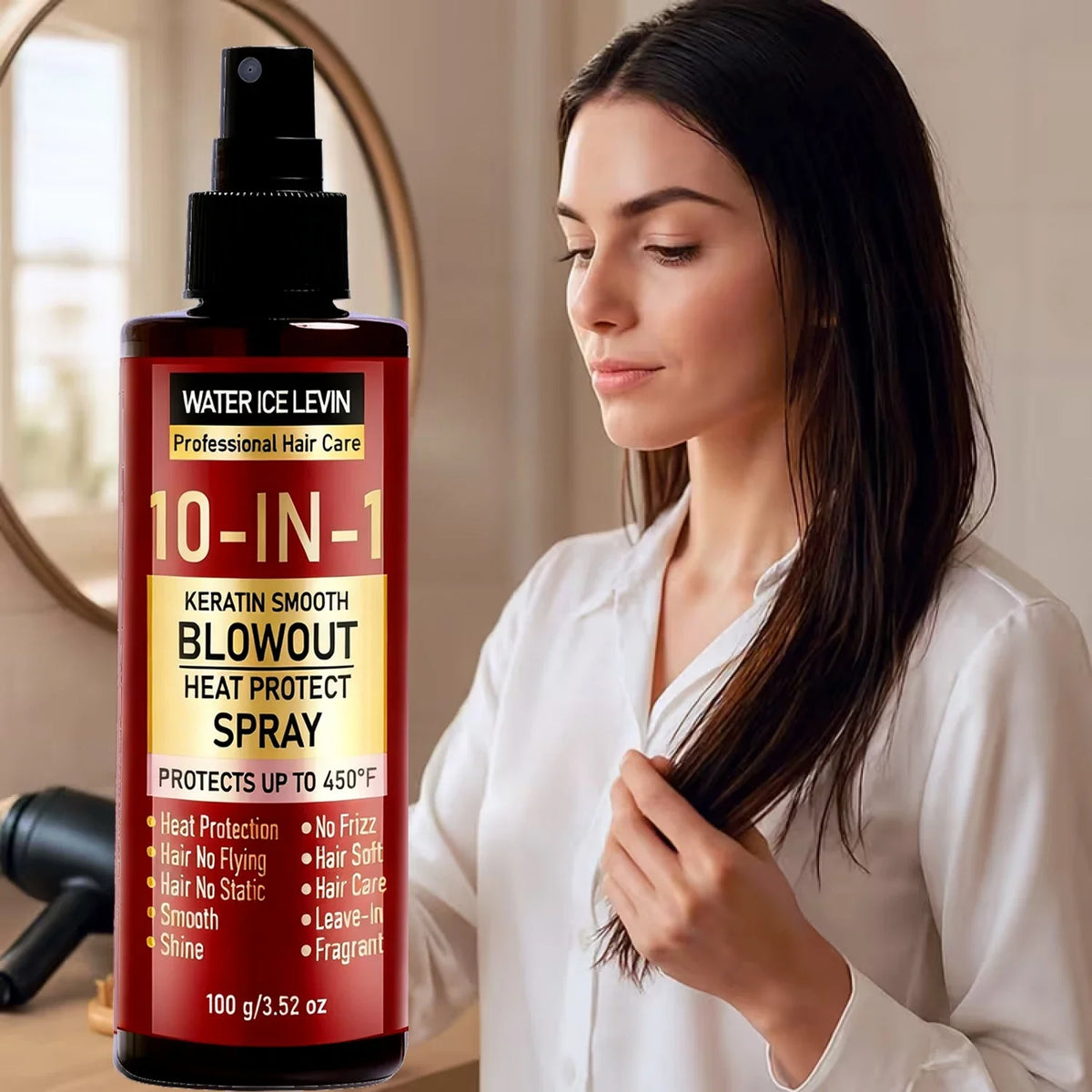 10-in-1 Keratin Heat Protect Spray – Anti-Frizz Blowout Heat Protect Spray Qme