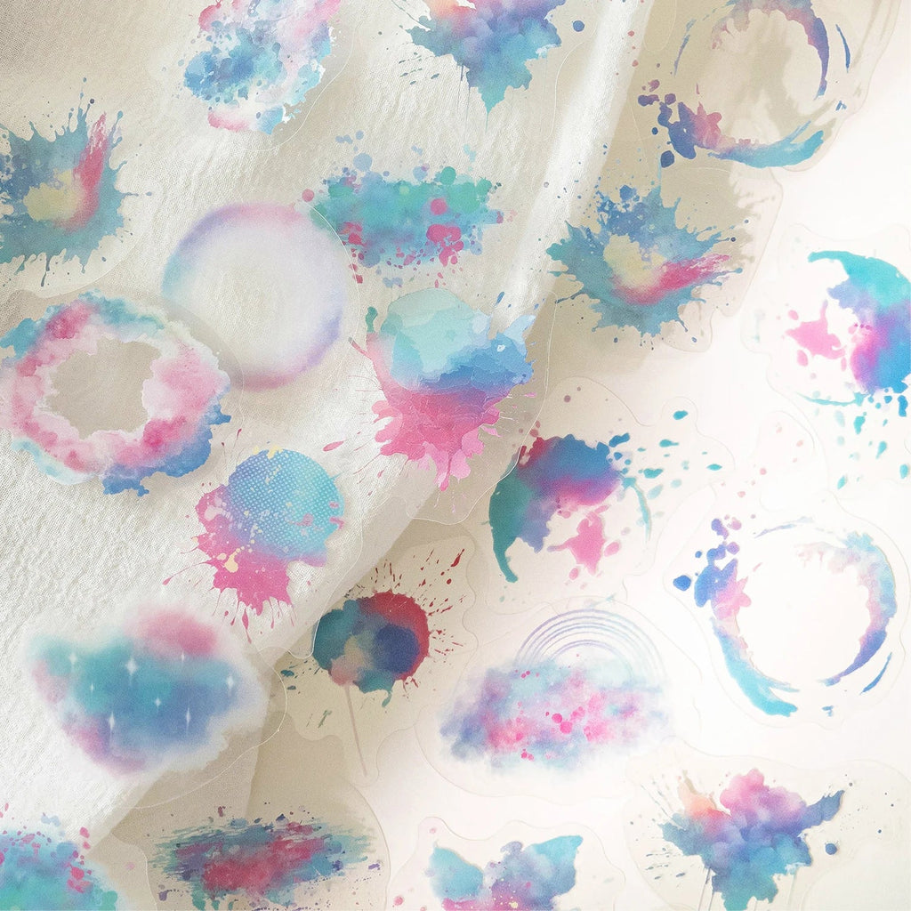 Watercolor Trace Pattern PET Stickers | DIY Journal & Craft Decorative Craft Stickers Qme F6
