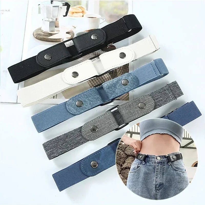 Canvas Elastic Buckle-Free Invisible Belt – Adjustable Unisex Elastic Invisible Belt Qme