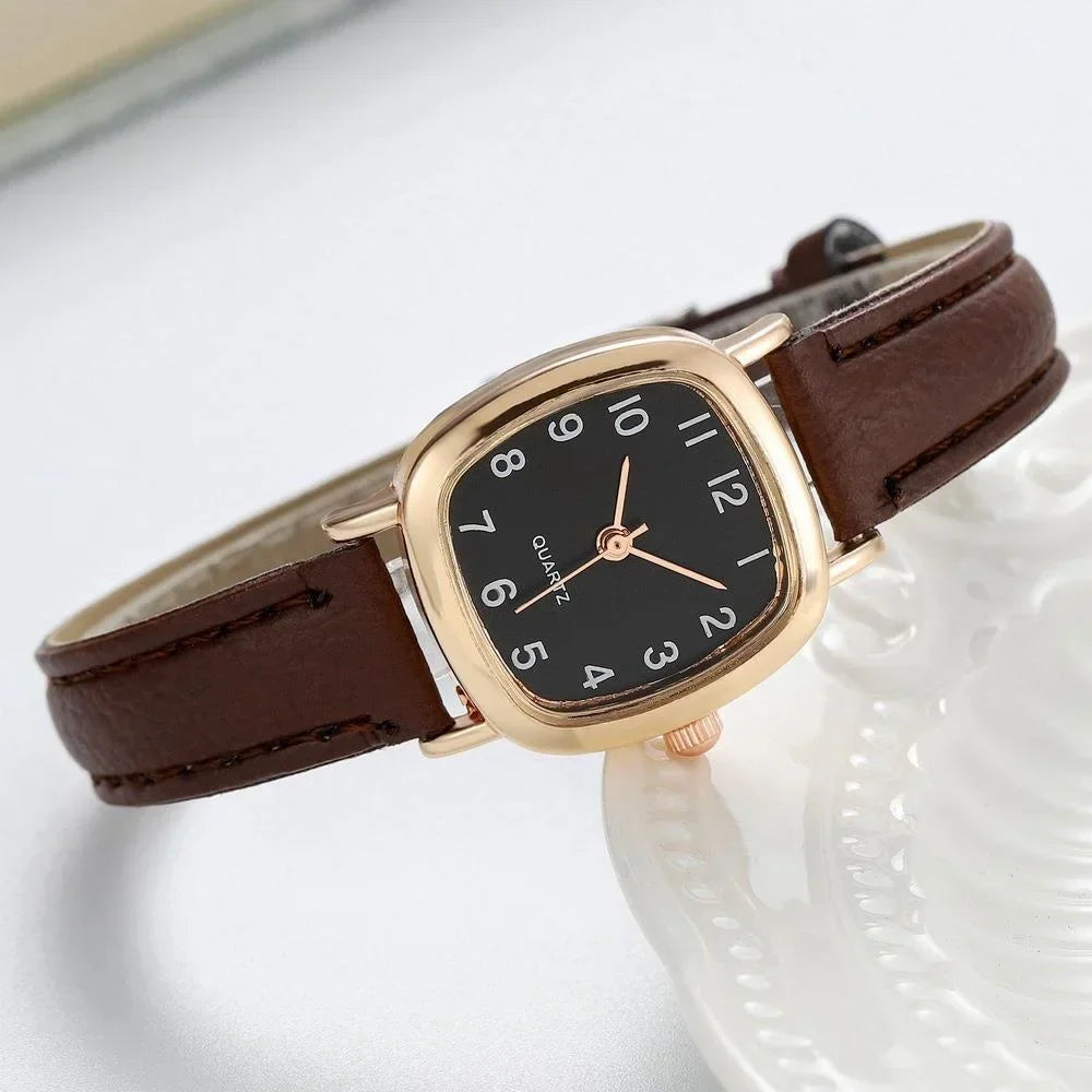 Kegllect Women's Vintage Square Dial Quartz Watch | Belt Strap Women's Quartz Watch Qme