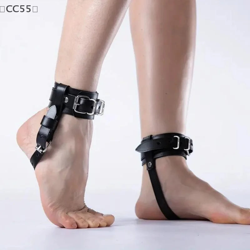 2PCS Punk Gothic PU Leather Ankle Harness Adjustable Buckle Straps Ankle Harness Straps Qst