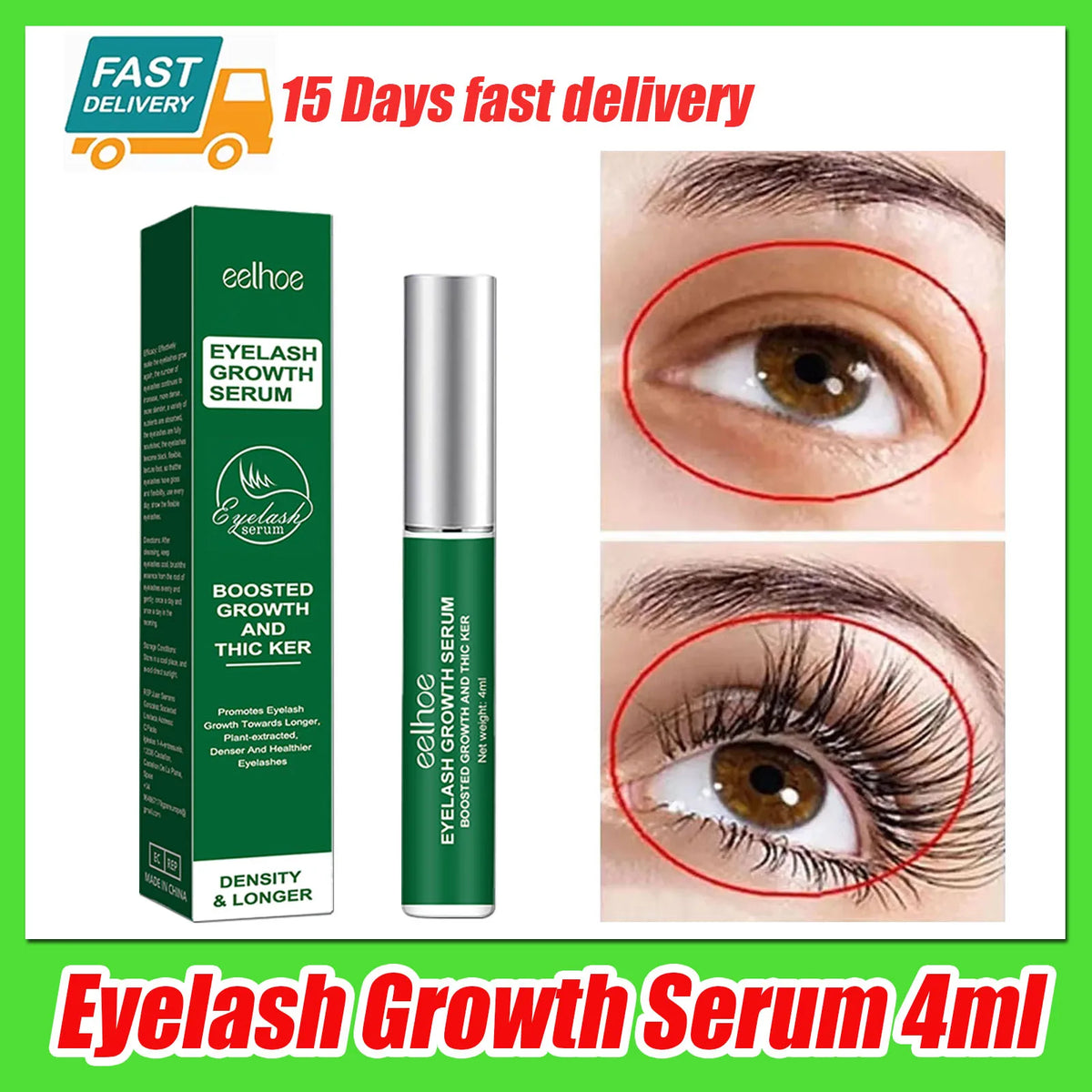 PWYUMAN Eyelash Growth Serum – Fuller, Longer, Thicker Lashes Eyelash Growth Serum Qst only 1pc-4ml