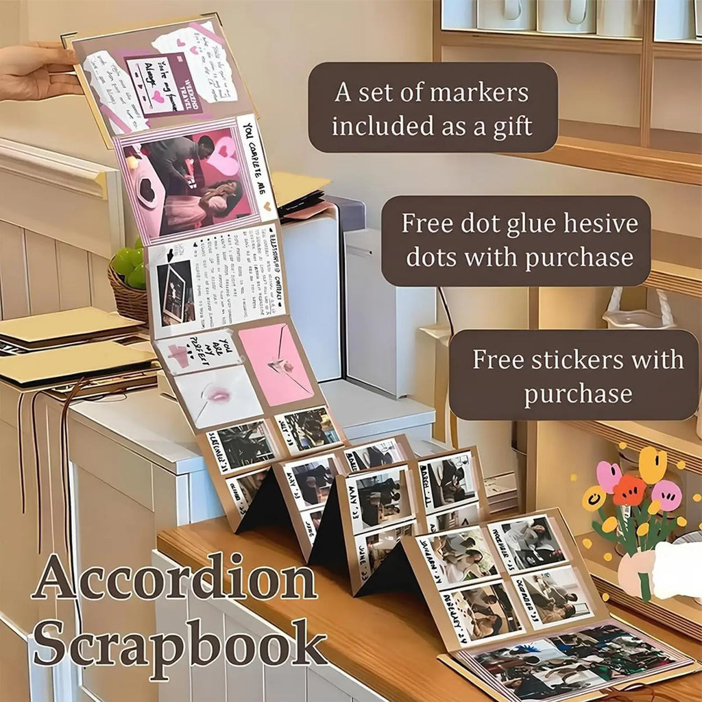 Foldable DIY Scrapbook Album – Memory Photo Book | 2 Colors DIY Scrapbook Album Qme