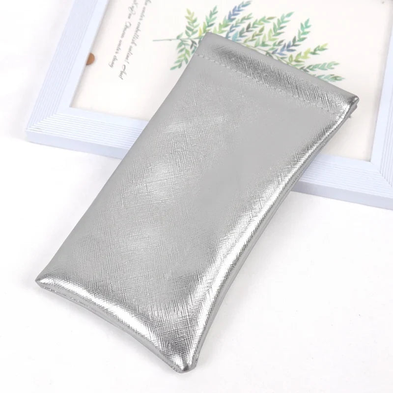 Soft PU Leather Sunglasses Pouch – Women's Travel Case Sunglasses Travel Pouch Qme Silver