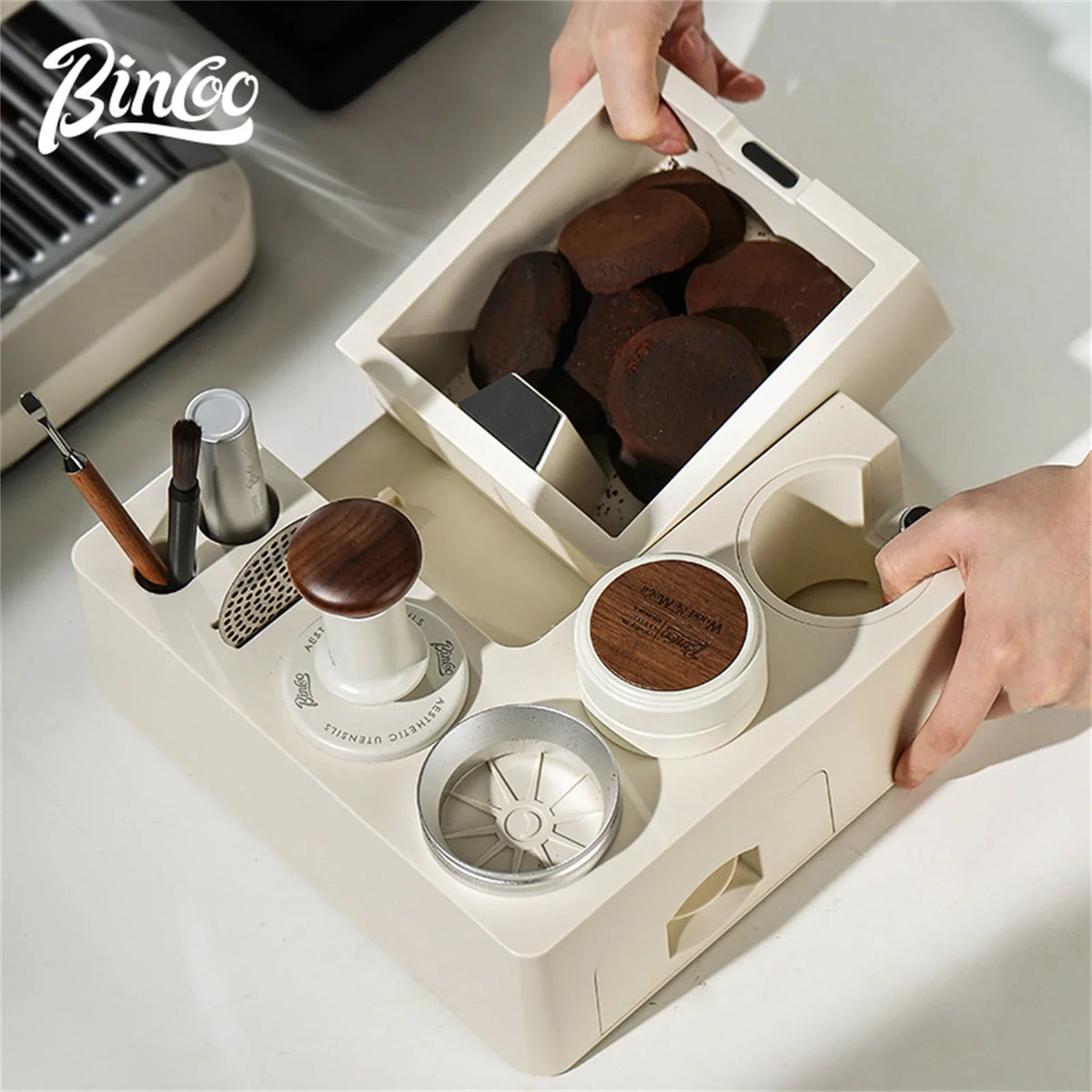 Bincoo 51–58mm Tamper Station & Portafilter Holder | Barista Kit Espresso Tamper Station Qst