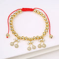 Gold-Plated Crystal Red Cherry Bead Braid Bracelet for Women Fashion Bracelet Qme 7
