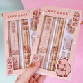 Capybara Cartoon Stationery Set – Pencil, Ruler, Eraser & Sharpener Kids Stationery Set Qme Default Title