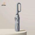 Extra Large Windproof Folding Umbrella – Ring Buckle Design Folding Umbrella Qme Grey 10K metal-fiber composite