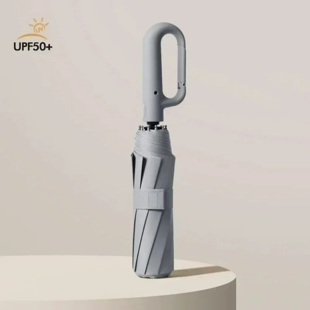 Extra Large Windproof Folding Umbrella – Ring Buckle Design Folding Umbrella Qme Grey 10K metal-fiber composite