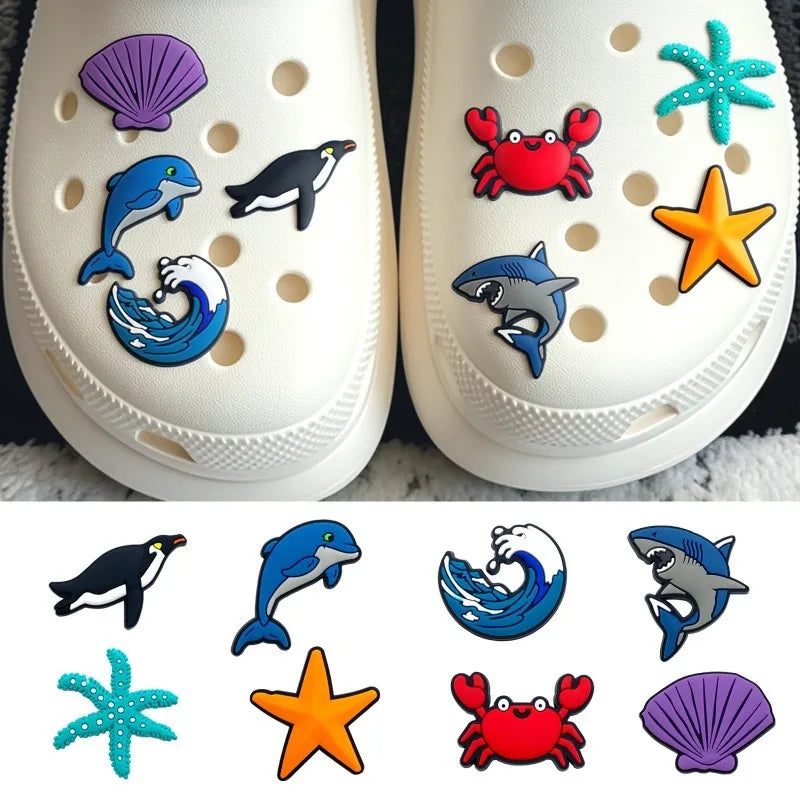 PVC Fish, Crab & Shark Shoe Charms – Cute Buckle Accessories Shoe Charms Qme