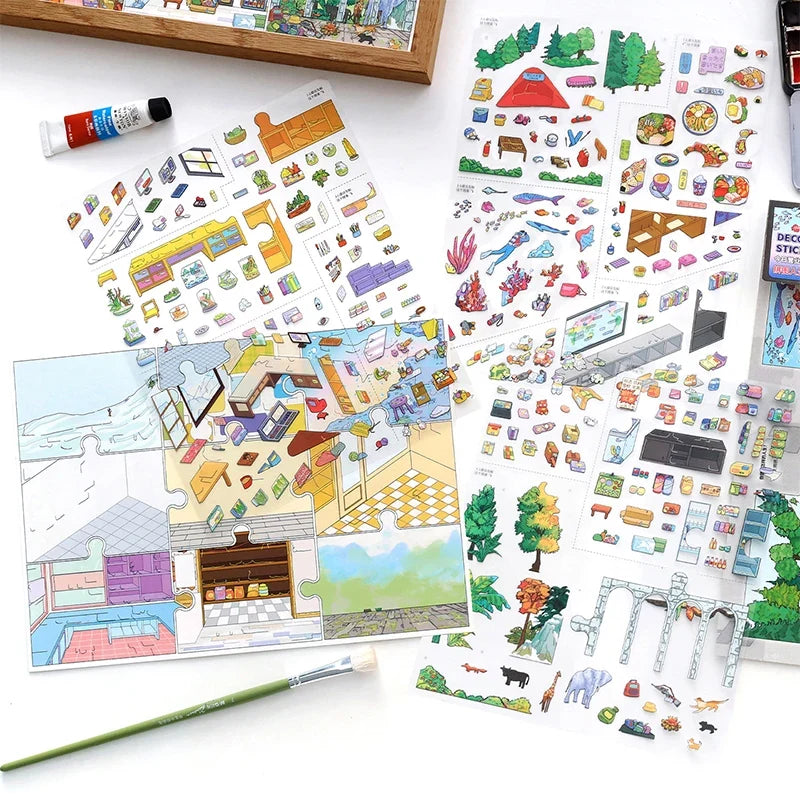 Urban Life Miniature Diorama Stickers – Indoor & Outdoor Craft Diorama Craft Stickers Qme