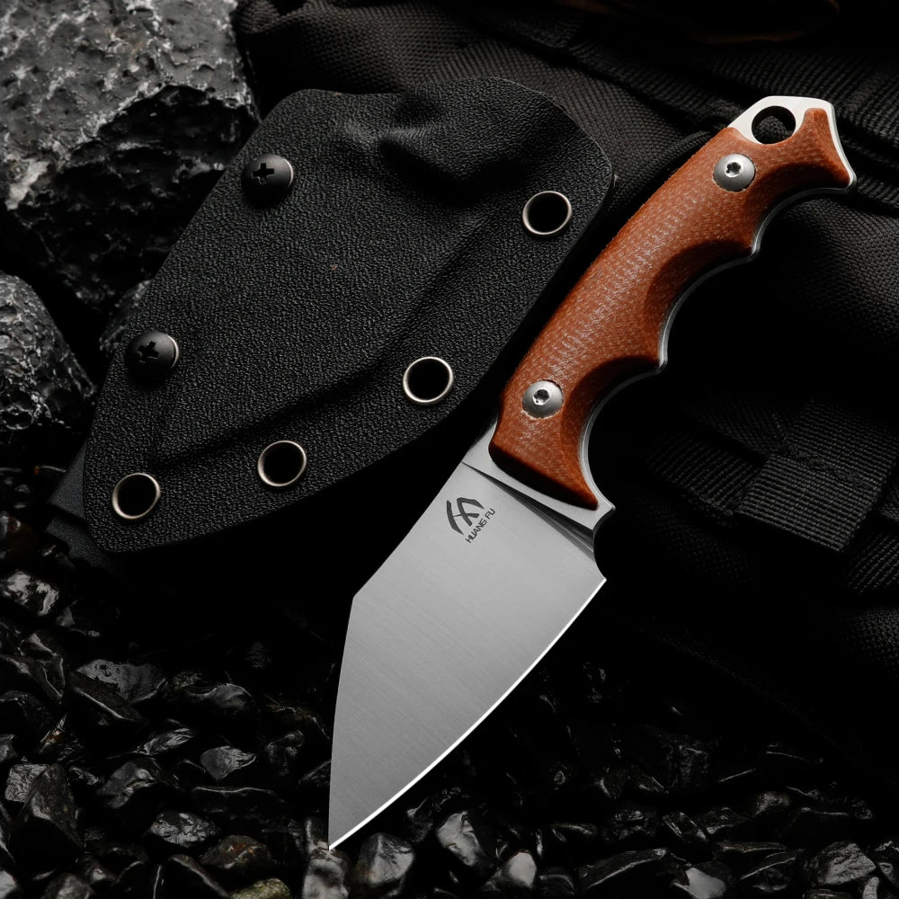 HUANGFU Fixed-Blade Outdoor Knife with Sheath | Steel Blade Fixed Blade Knife Qst BK009A