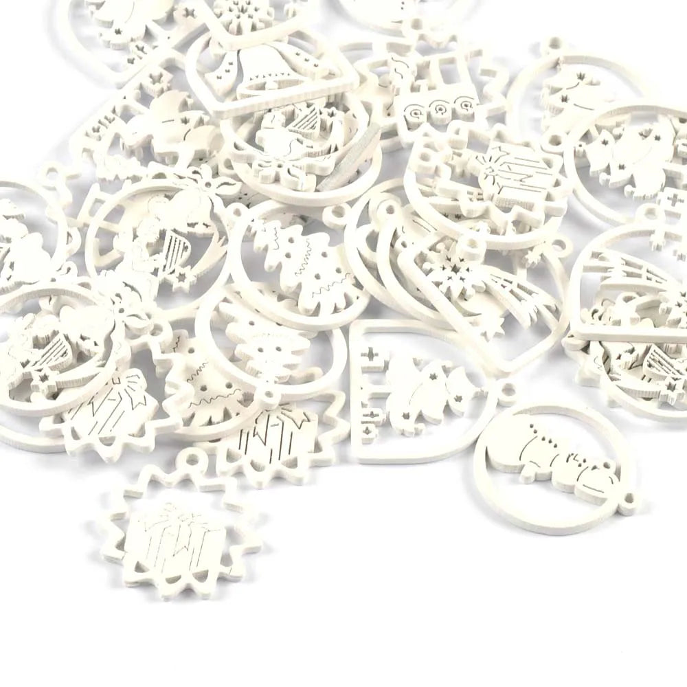 White Wooden Bell Christmas Tree Ornaments – DIY Craft Pendants Christmas Ornaments Qme