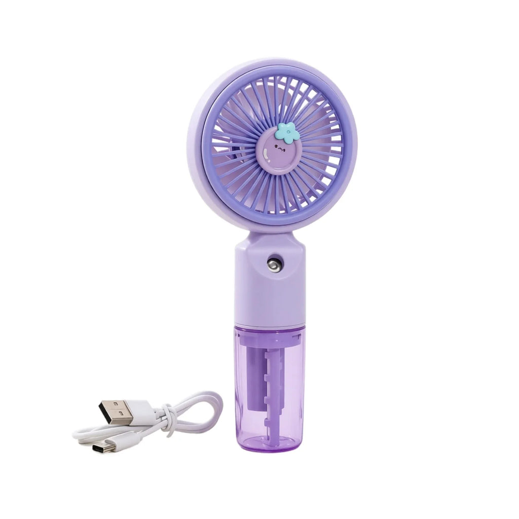 Cute Cartoon Fruit Handheld Misting Fan | 3 Speed Settings Handheld Misting Fan Qme Purple one size