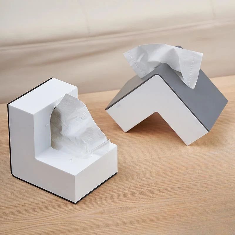 L-Shaped Tissue Box Holder with Phone & Book Stand Tissue Box Holder Qme