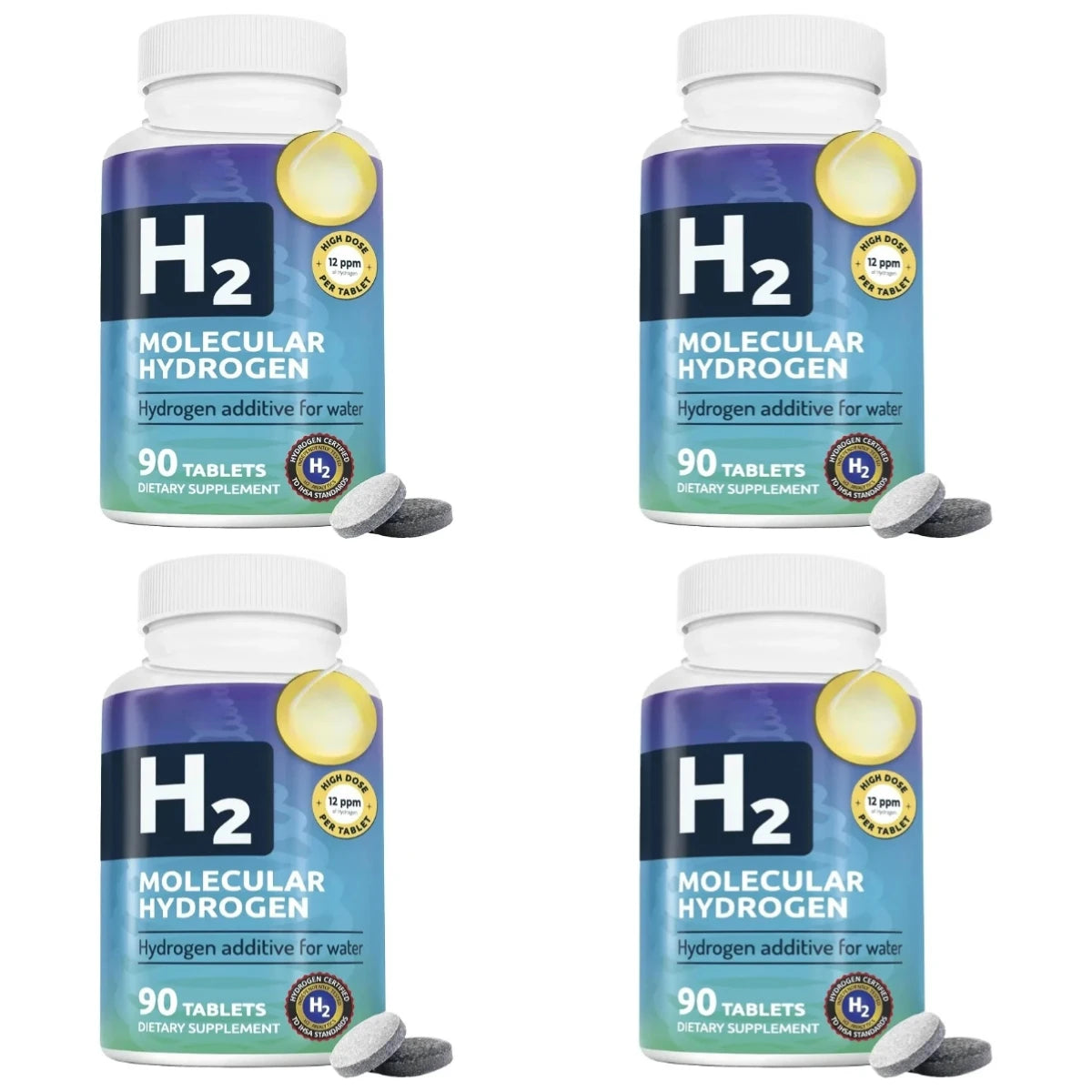 Googeer Hydrogen Water Tablets 90ct | Up to 12 PPM Molecular H2 Hydrogen Water Supplement Qst 4 bottles of 360pcs