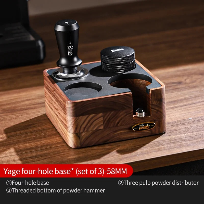 BINCOO 51/58mm Portafilter Storage Base Tamper & Distributor Set Espresso Barista Tool Set Qst 3 Pcs-58MM-B4