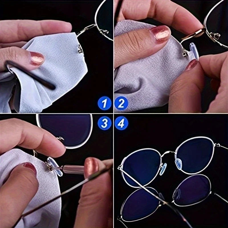 Silicone Nose Pads for Glasses with Screwdriver – 10pc Kit Eyeglass Repair Kit Qme