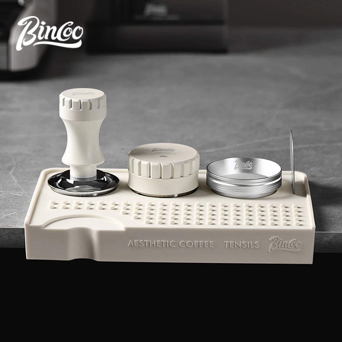 Bincoo Corner Coffee Bar Mat – Tamping Pad & Drip Tray Barista Workstation Mat Qst