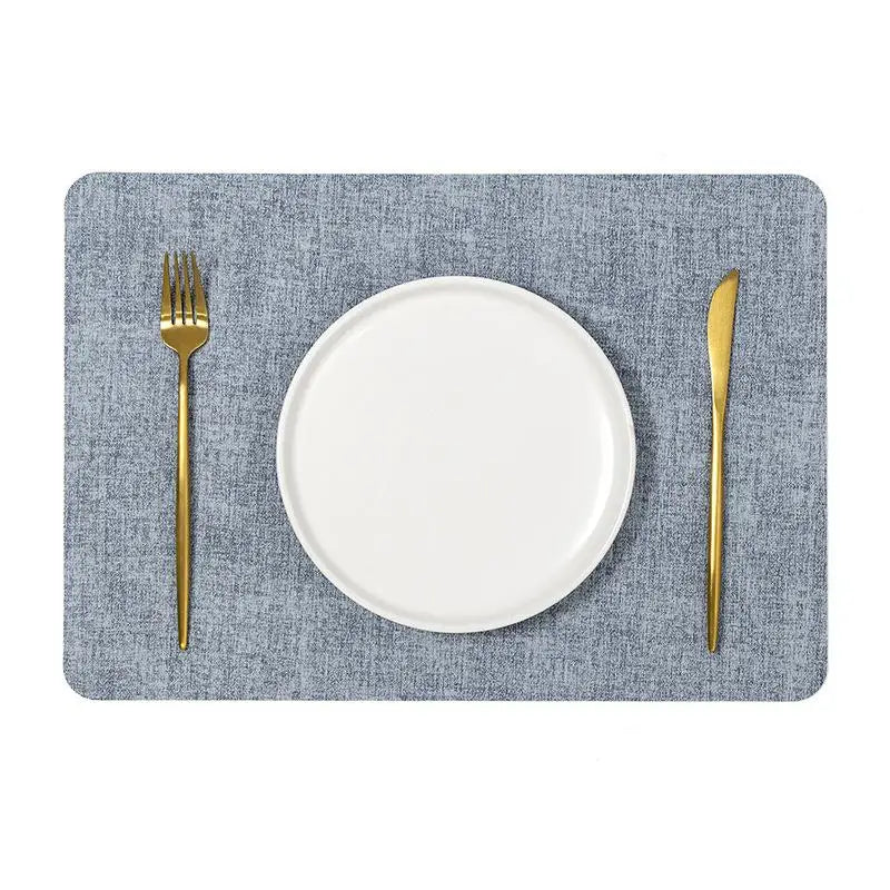 PU Leather Nordic Placemat – Waterproof, Oil-Proof, Heat Resistant Table Placemat Qst Light blue