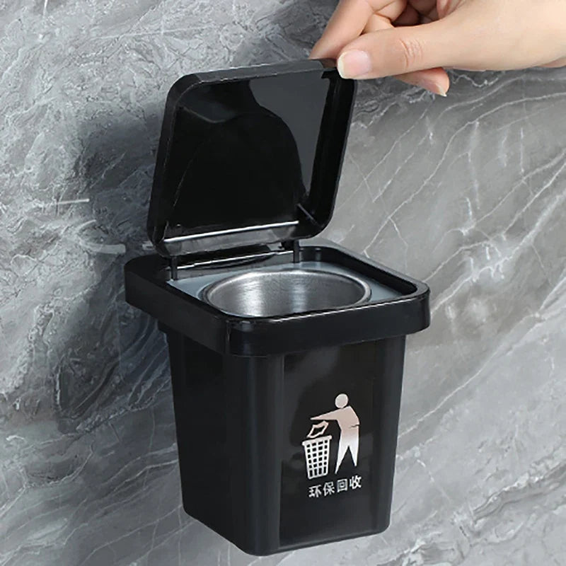 Wall-Mounted Stainless Steel Ashtray with Lid & Trash Can Wall-Mount Ashtray Qme