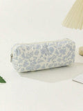 Large Capacity Cotton Makeup Bag – Checkered Flower Design Makeup Bag Qme S