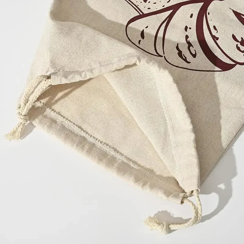 Reusable Linen Cotton Bread Bag Drawstring Baguette Storage Bread Storage Bag Qme