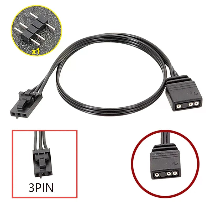 Corsair RGB to ARGB 4-Pin 3-Pin Adapter Cable – 28cm RGB Adapter Cable Qme