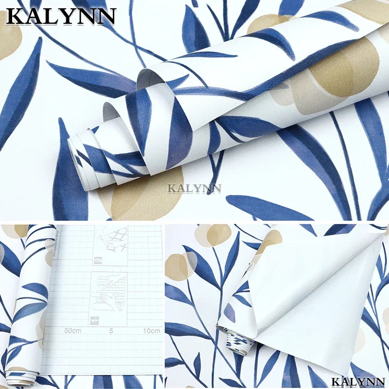 Boho Floral Peel & Stick Wallpaper – White Navy Tan Vinyl Peel & Stick Wallpaper Qme