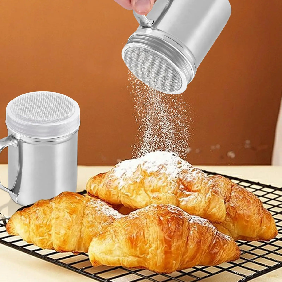 Stainless Steel Powder Shaker Bottle with Dust-Proof Lid Powder Shaker Bottle Qme