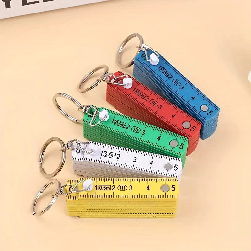 Mini Folding Ruler Keychain – Portable Plastic Measuring Tool Folding Keychain Ruler Qme