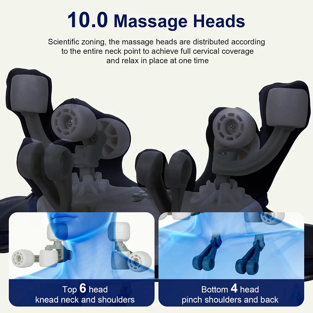 10-Head Wireless Neck & Shoulder Kneading Massage Shawl Massage Shawl Qst