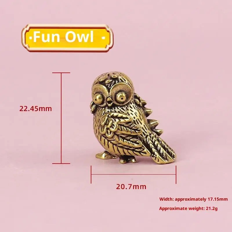 Retro Metal Owl Miniature Figurine – Home Décor Ornament Miniature Figurine Qme