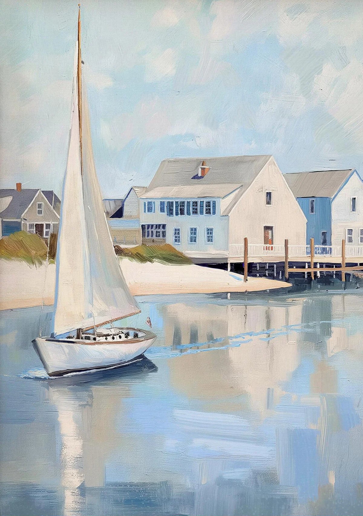 Vintage Coastal Beach Canvas Wall Art – Sailboat & Seashell Canvas Wall Art Qst xx-11 20x30cm Unframed
