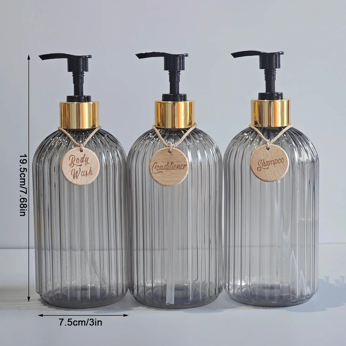 Elegant 500ml Shampoo Conditioner Body Wash Dispenser Bottles Bathroom Dispenser Set Qme