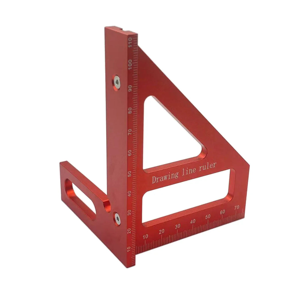 Aluminum Alloy Triangle Scribing Ruler 45 90 Degree Tool Woodworking Scribing Ruler Qme Red 1pc