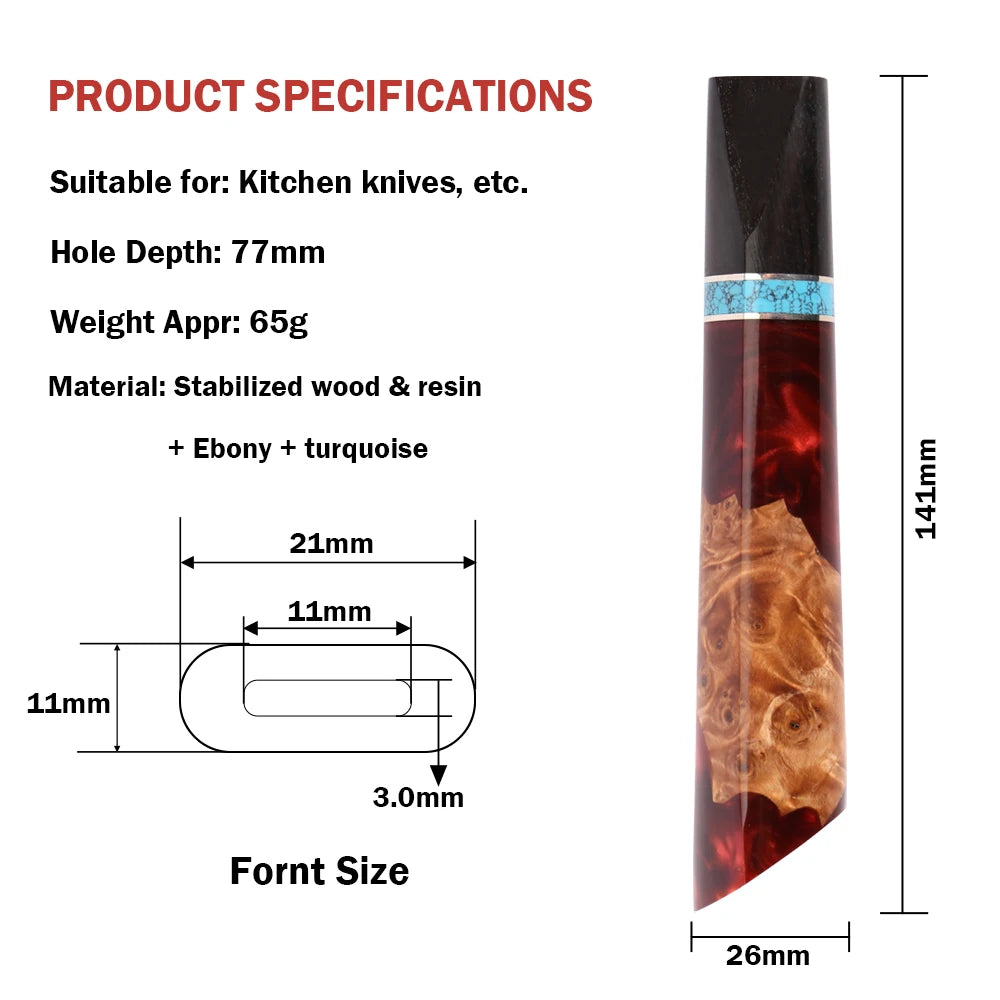 XITUO Wooden Resin DIY Knife Handles for Japanese Knives Knife Handle Blank Qst DB-25126A